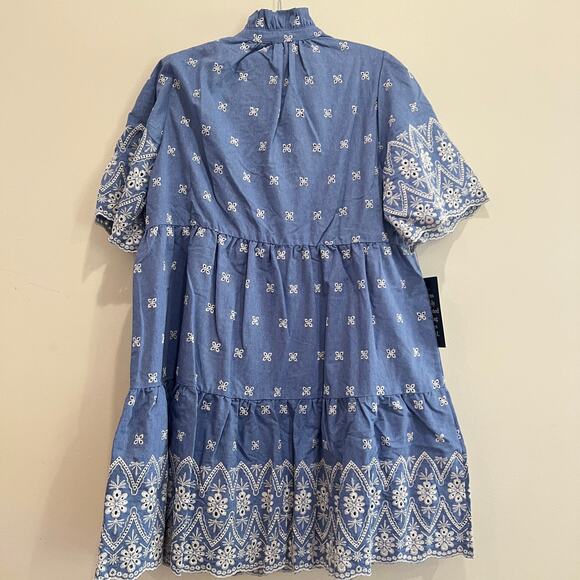 New NWT Tuckernuck Chambray Embroidered Crawford Mini Dress Size XL - Picture 9 of 11